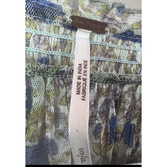 Free People Beatrice Floral-print Smocked Top In Mint Combo Size Small - Picture 10 of 12